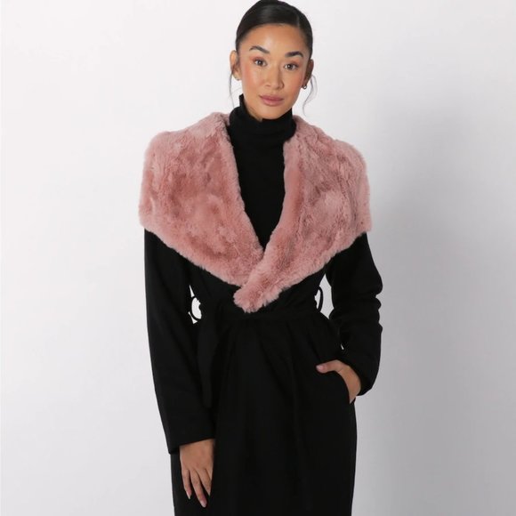 New w/Tags Hilary MacMillan Faux Fur Collar Wrap Coat - Size Large - Picture 2 of 2
